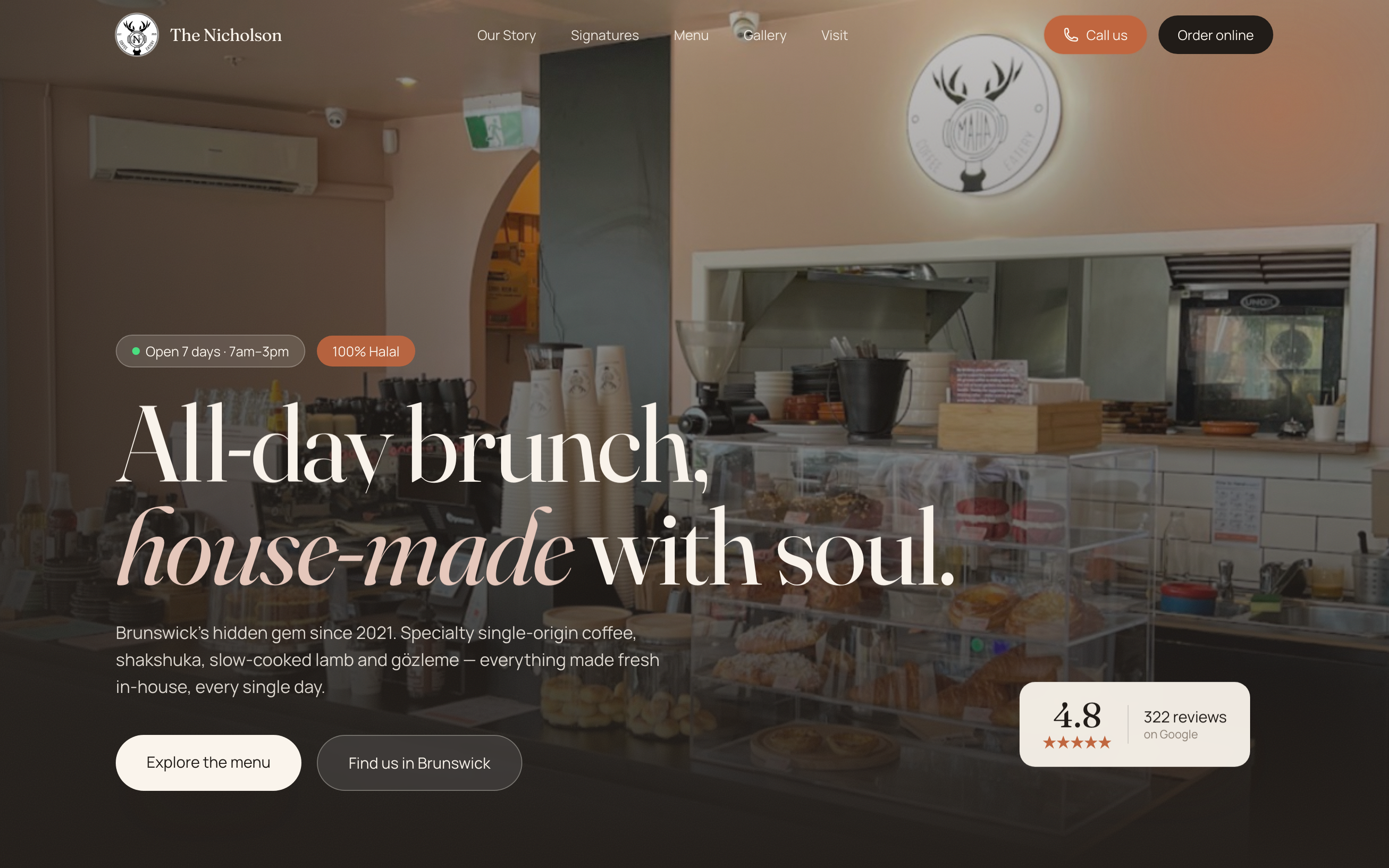 A real BT Web build: warm, elegant website for a Brunswick cafe